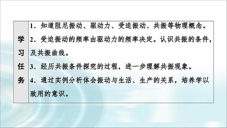 人教版江苏专用高中物理选择性必修第一册第2章6受迫振动共振课件02