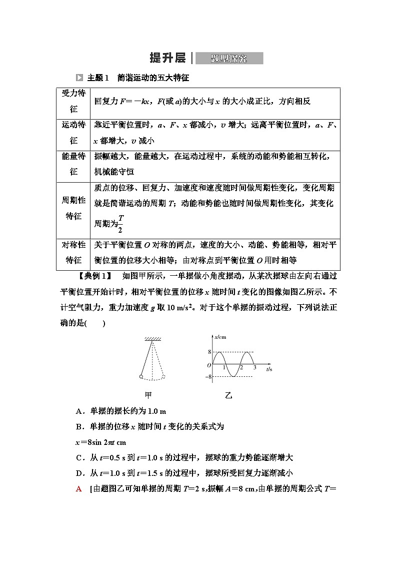 人教版江苏专用高中物理选择性必修第一册第2章章末综合提升学案01