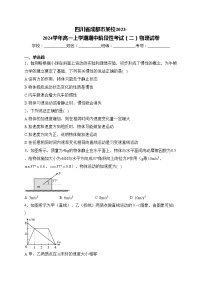 四川省成都市某校2023-2024学年高一上学期期中阶段性考试（二）物理试卷(含答案)