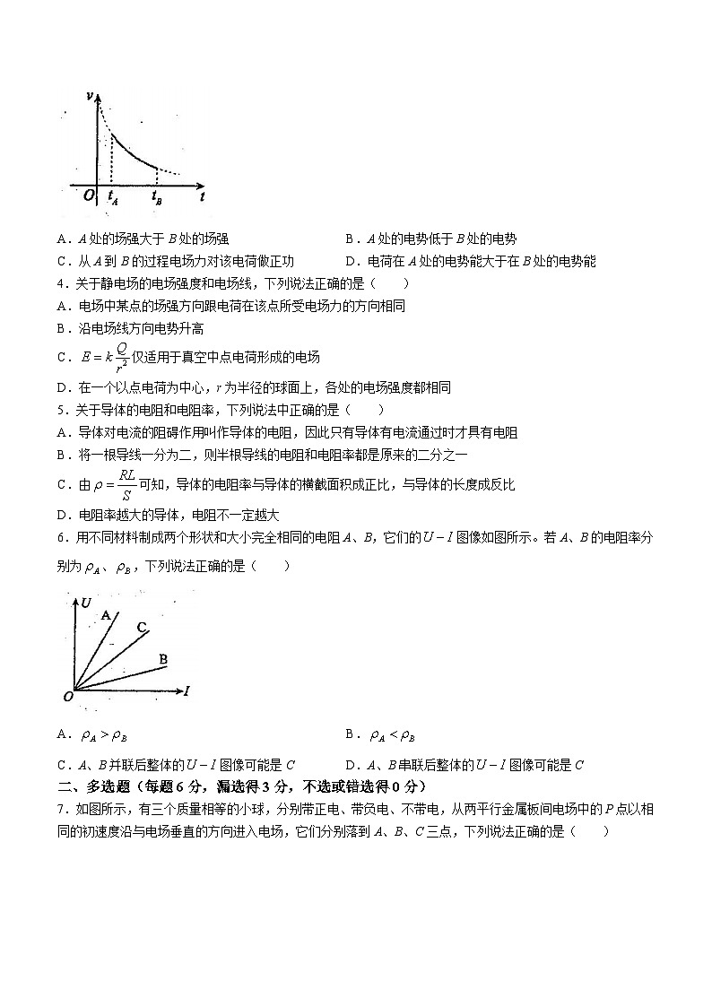 47，广东省湛江市第七中学2023-2024学年高二上学期期中考试物理试卷(无答案)02