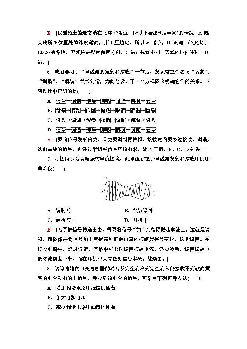 人教版江苏专用高中物理选择性必修第二册课时分层作业15无线电波的发射和接收含答案第3页