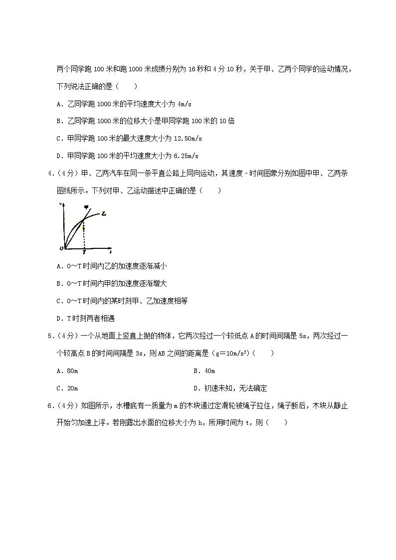 2020-2021年山西省吕梁市兴县高一物理上学期期中试卷及答案第2页