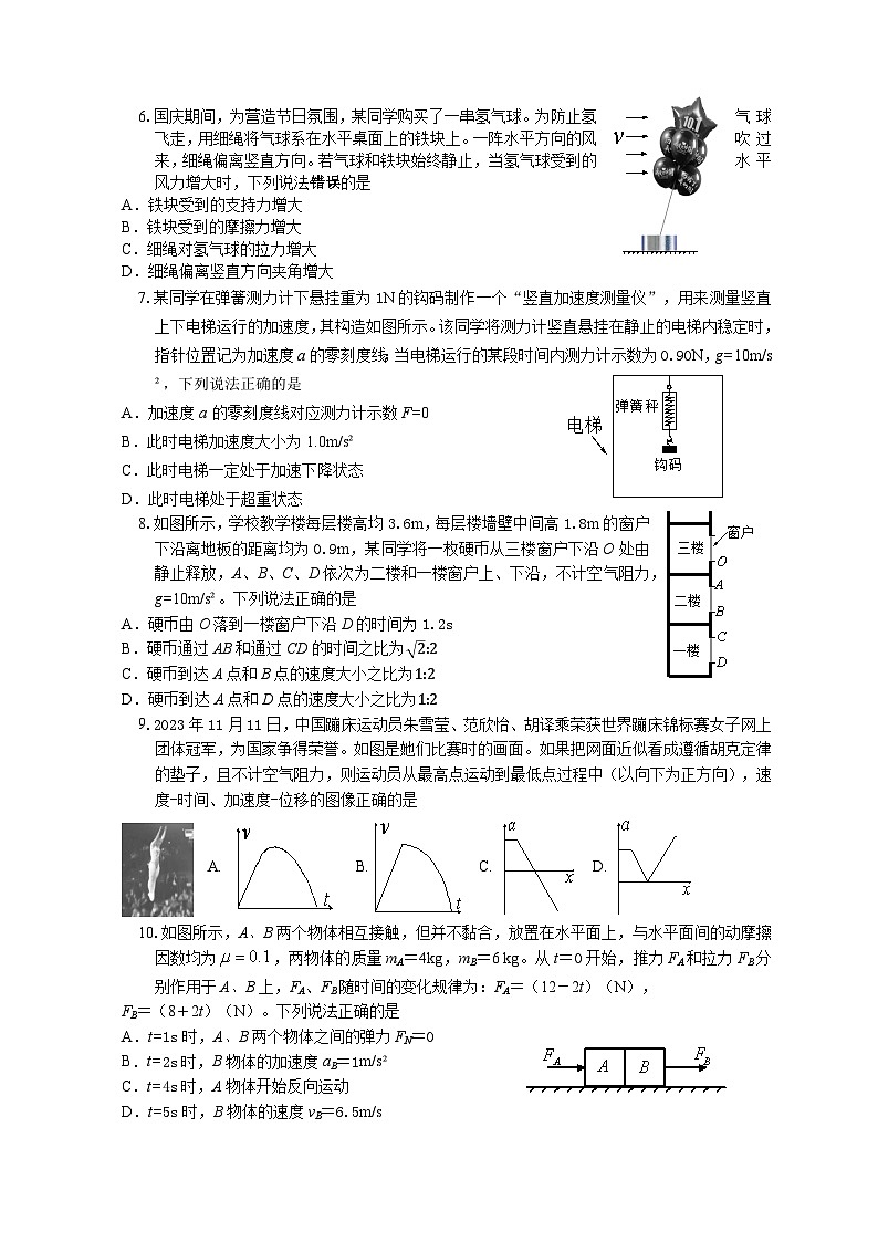 2024湖北省重点高中智学联盟高一上学期12月联考物理试题第2页