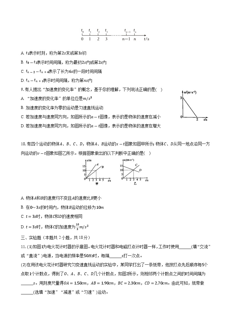 2023-2024学年广东省广州市增城区香江中学高一（上）月考物理试卷（9月份）（含解析）03