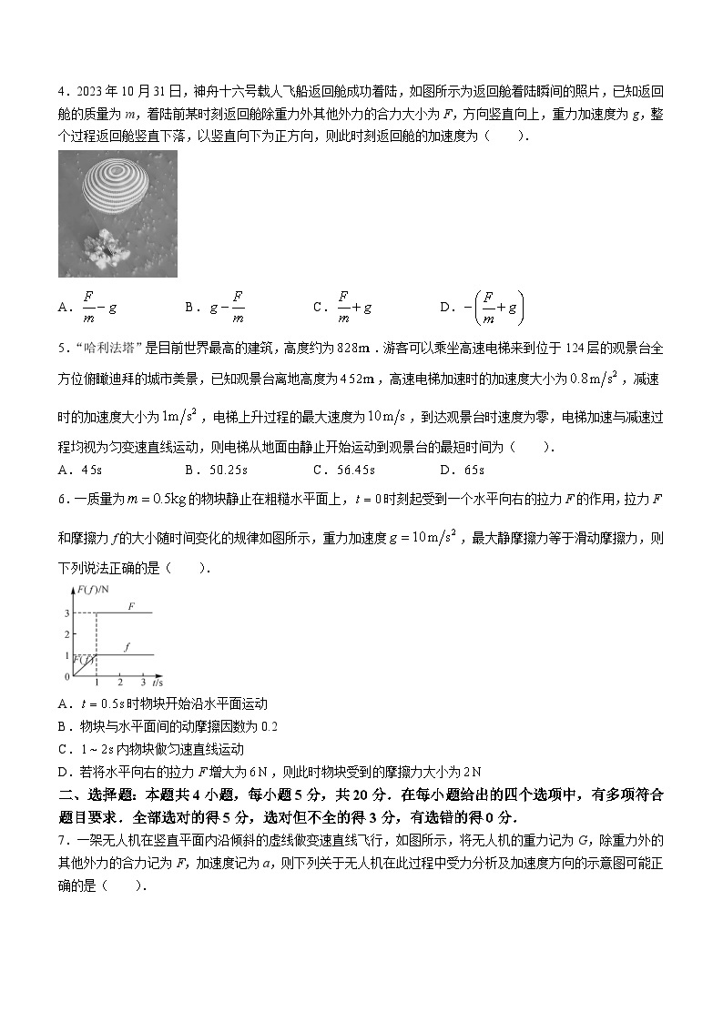 2024湖南省名校高一上学期12月联考物理试题含解析02