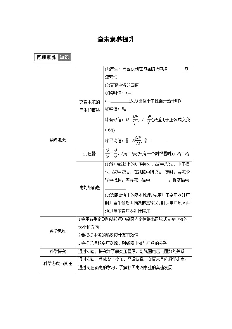 高中物理选择性必修二第三章 章末素养提升学案01