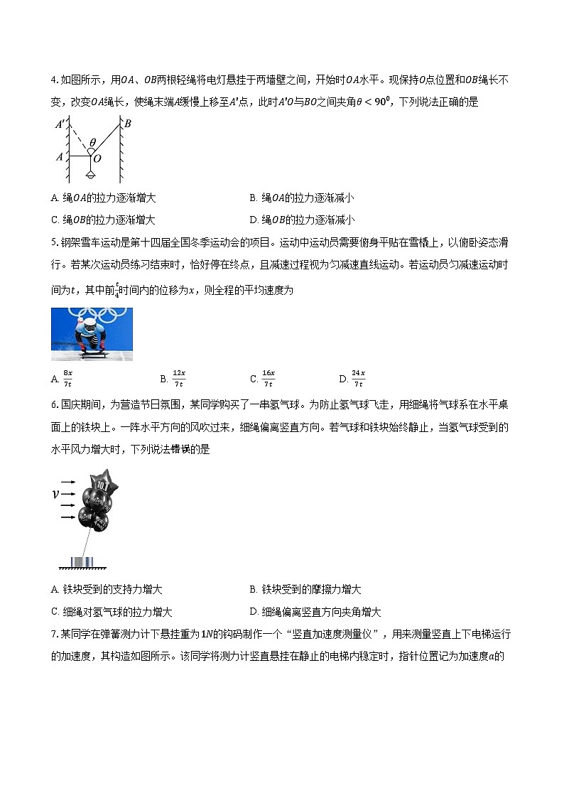 2023-2024学年湖北省重点高中智学联盟高一（上）联考物理试卷（12月）（含解析）第2页