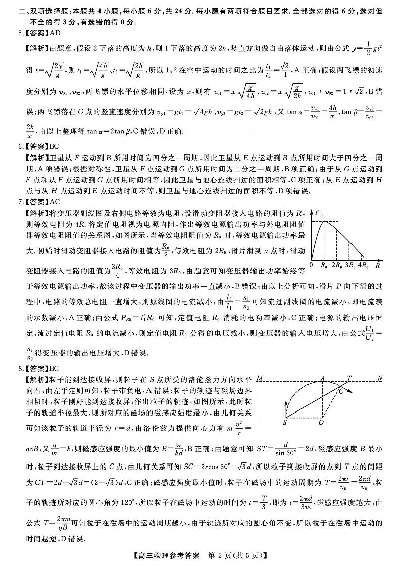 2024福建省百校联考高三上学期12月月考试题物理含解析02