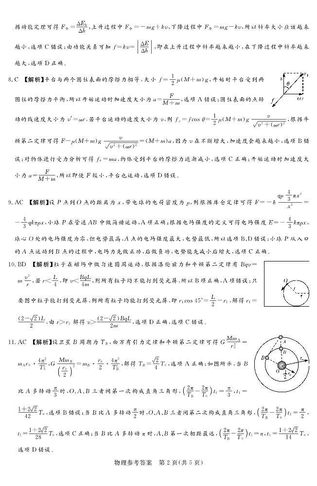 湘豫名校联考2024届高三上学期一轮复习12月诊断考试（三）物理02