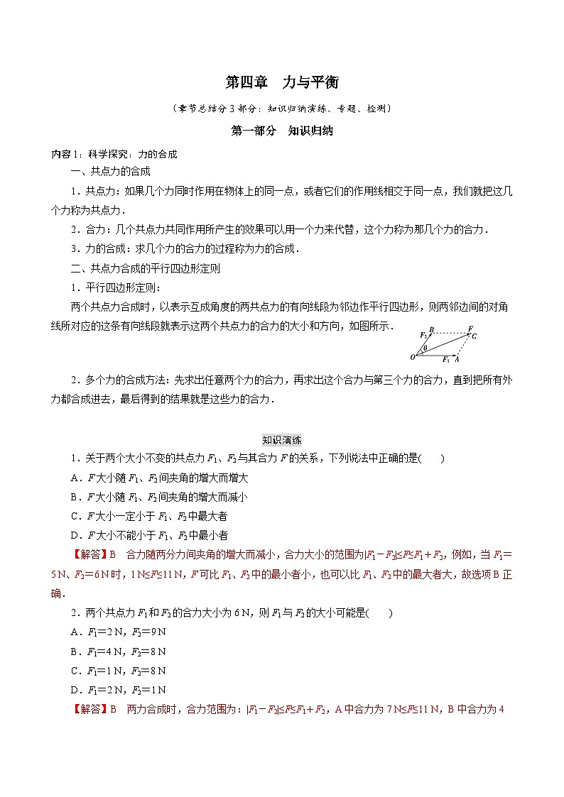 【章节检测】第四章  章节总结与检测-2024-2025学年高一物理精讲精练（鲁科版必修第一册）01