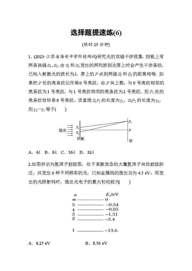 选择题提速练(6)（含解析）--2024年高考物理大二轮复习第1页