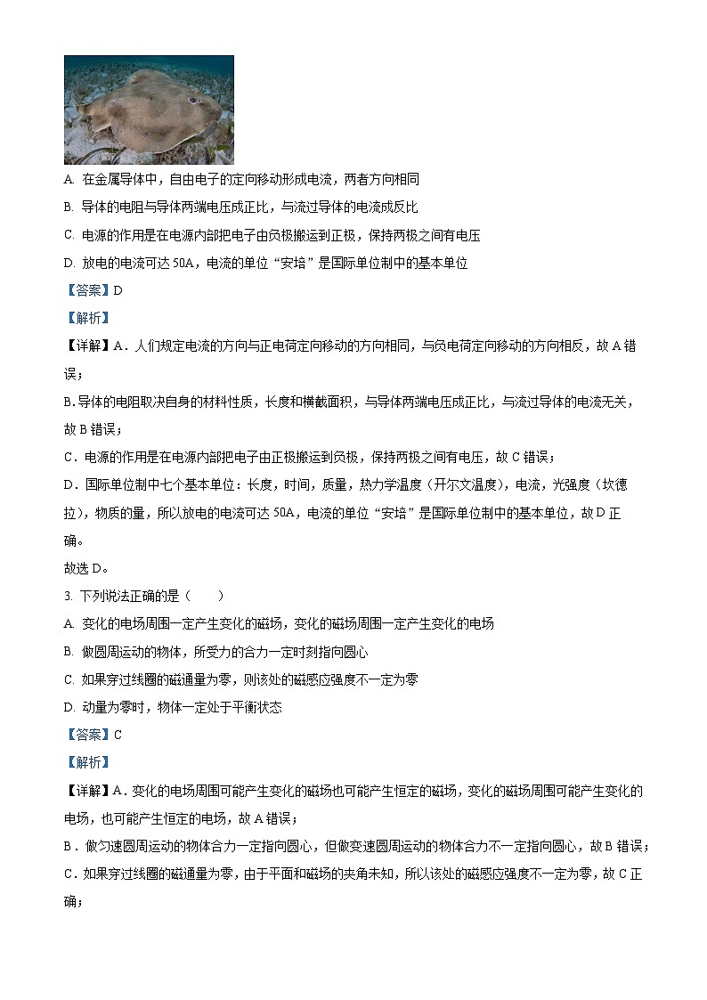 2024宁波镇海中学高三上学期12月月考物理试题含解析02