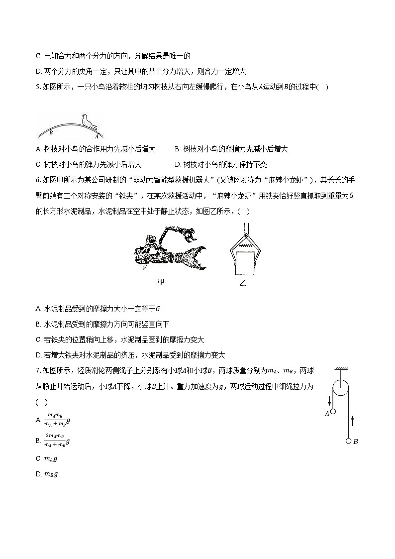 2023-2024学年安徽省合肥一中滨湖校区高一（上）月考物理试卷（三）（含解析）第2页