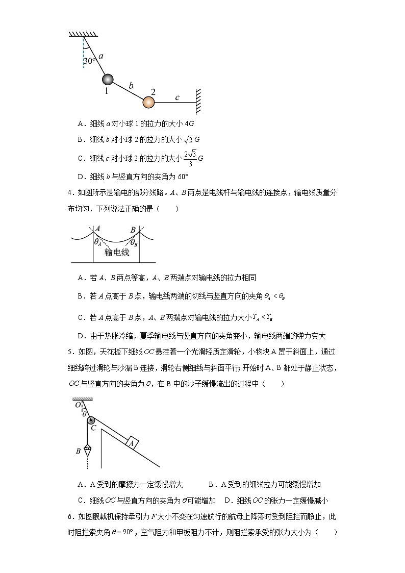02绳子有节点受力分析（平衡问题）-2024届高考物理（共点力平衡专题）重要模型图专练（通用版）第2页