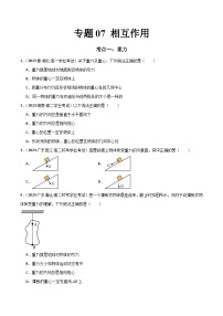 专题07 相互作用 -备战2024年高中学业水平考试物理真题分类汇编（新教材通用）