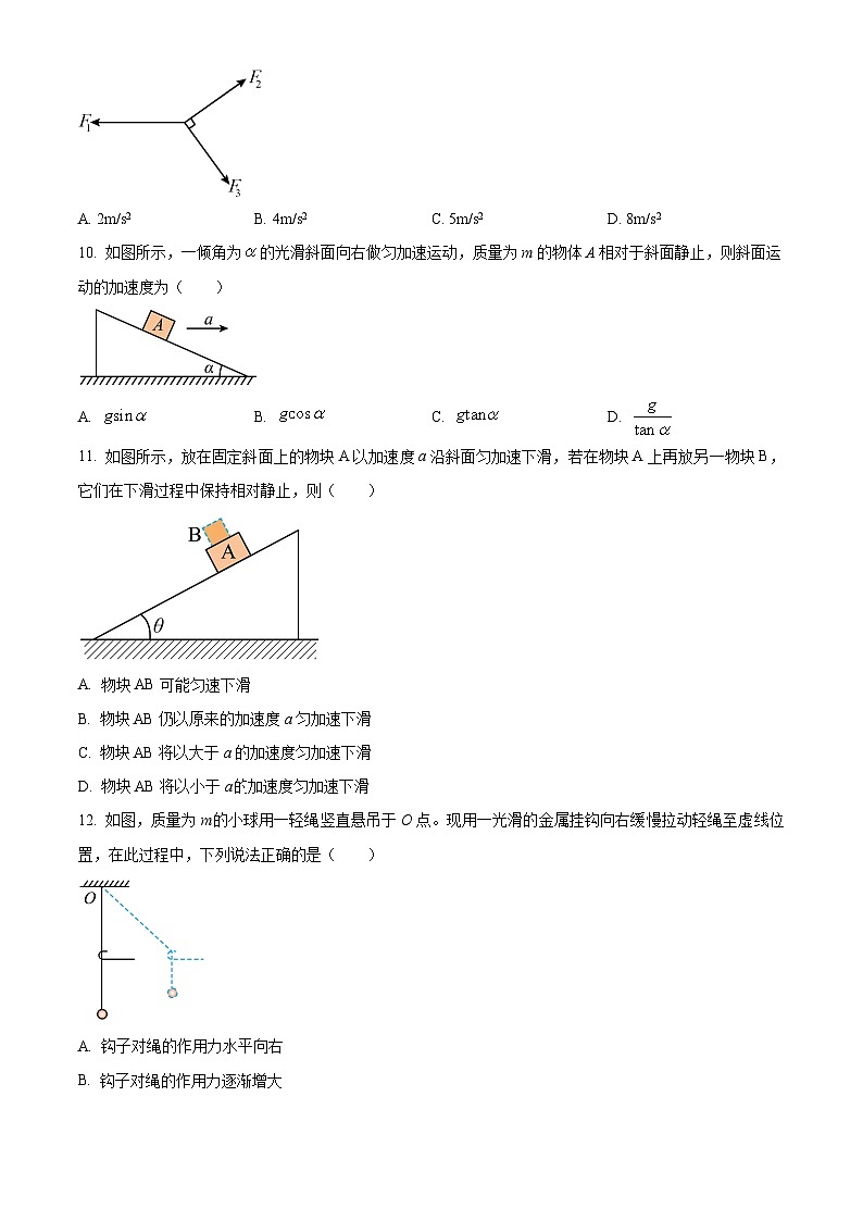 上海市闵行第三中学2023-2024学年高一上学期12月月考物理试题（Word版附解析）03