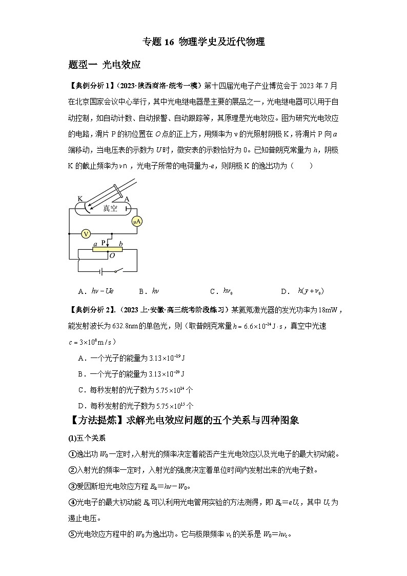 专题16 物理学史及近代物理--2024年高考物理二轮热点题型归纳与变式演练（新高考通用）.zip01