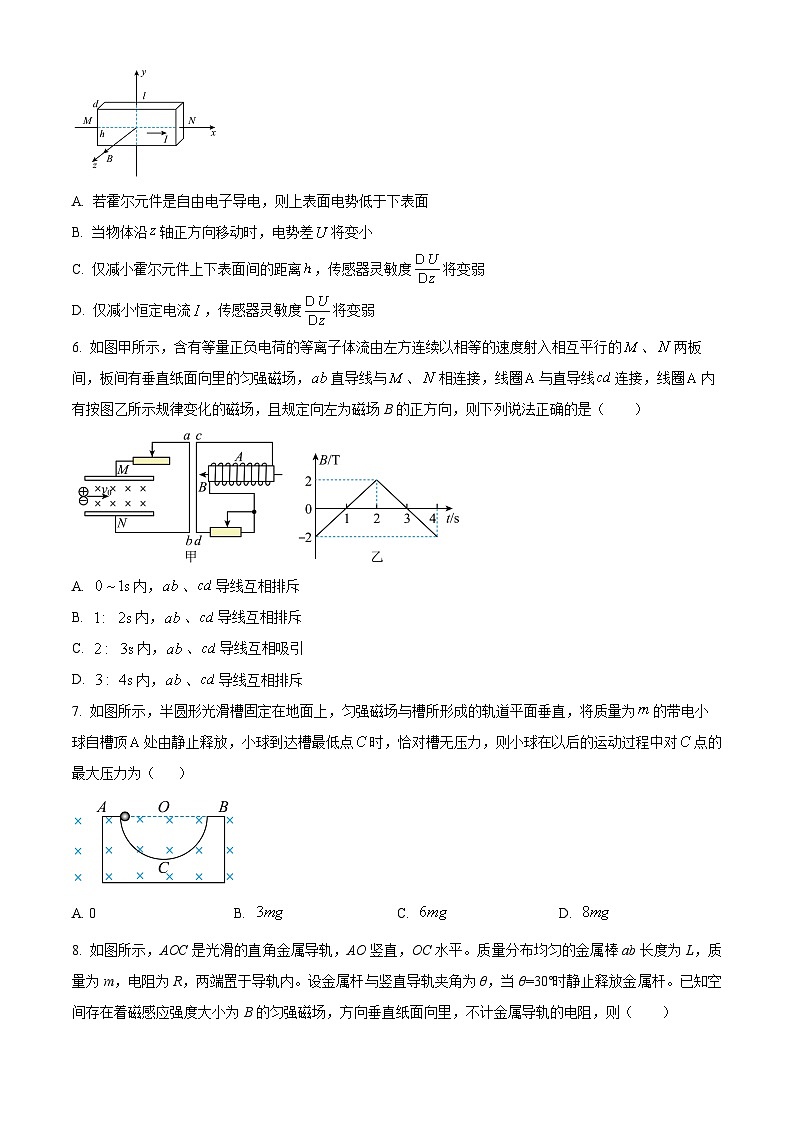 安徽省六安市第一中学2023-2024学年高三上学期第五次月考物理试题（原卷版）第3页