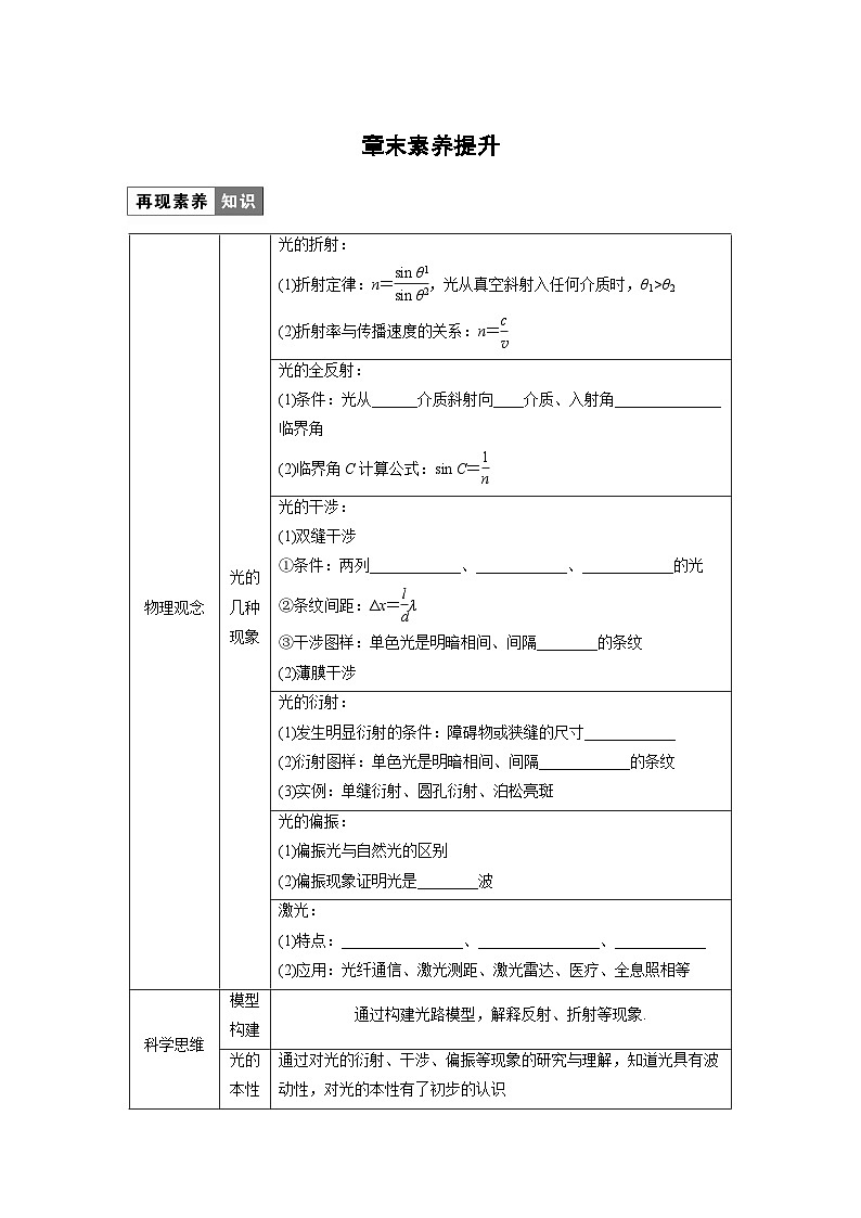 高中物理选择性必修一第四章 章末素养提升学案01