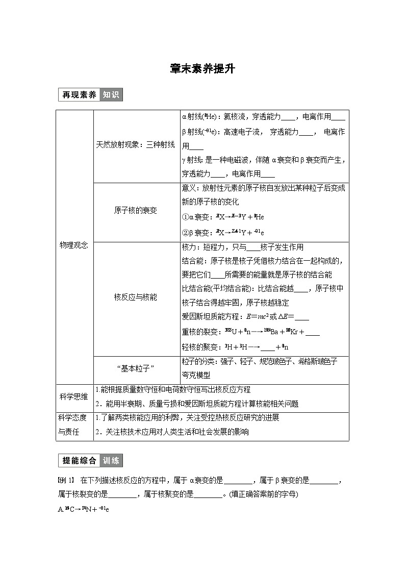 高中物理选择性必修三第五章 章末素养提升学案01