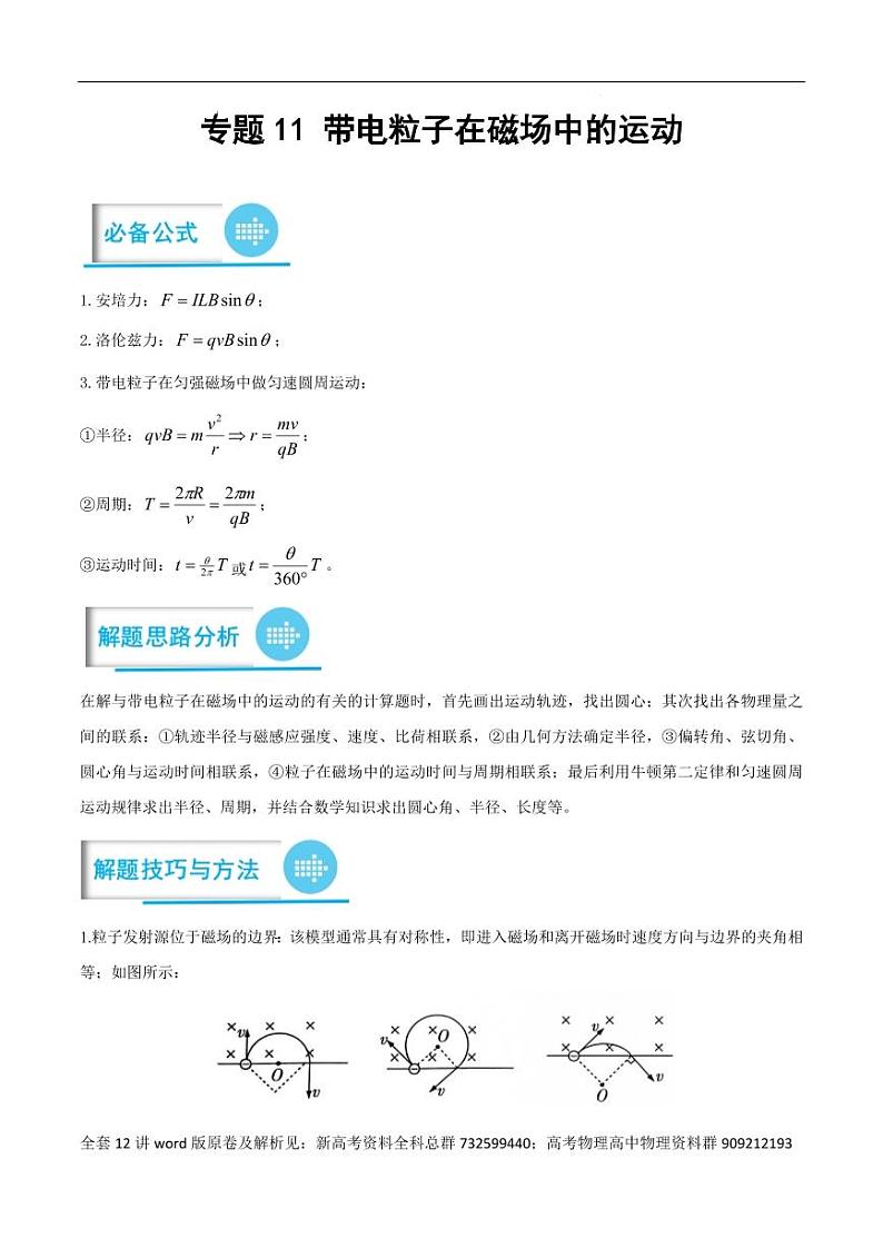 高考物理分题型多维刷题卷专题12之12带电粒子在磁场中的运动（原卷版）第1页