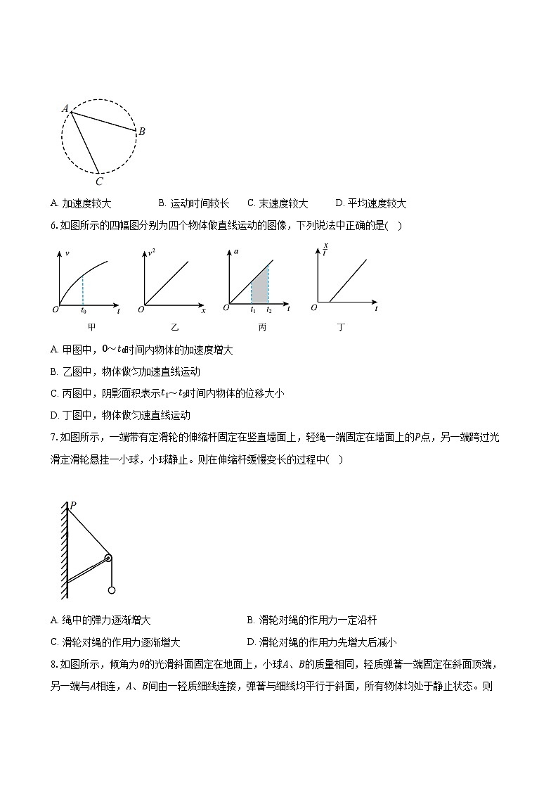 2023-2024学年江苏省淮安市楚州中学高一（上）教学质量调研物理试卷（含解析）02