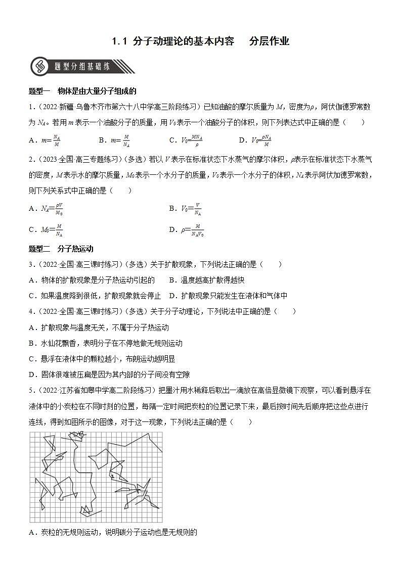 1.1《分子动理论的基本内容》课件+分层练习（含解析）-人教版高中物理选修三01