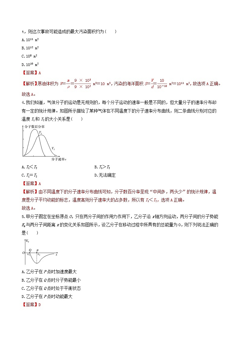 第一章 分子动理论（综合复习与测试）（原卷版+解析版）-人教版高中物理选修三02
