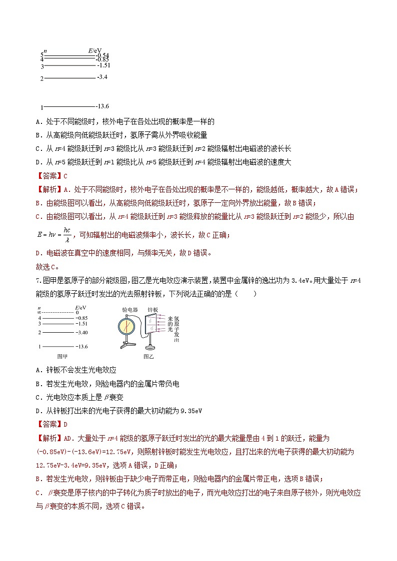 第四章 原子结构和波粒二象性（综合复习与测试）（解析版）-人教版高中物理选修三第3页