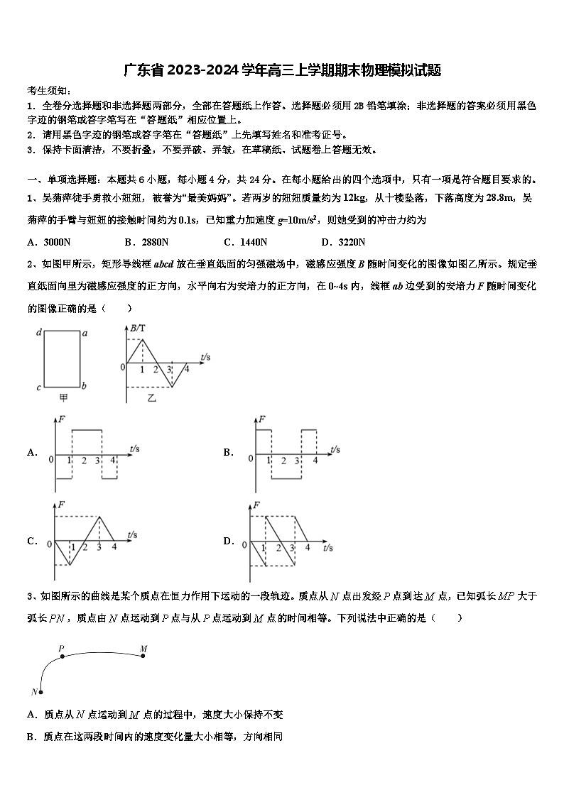 广东省2023-2024学年高三上学期期末物理模拟试题01