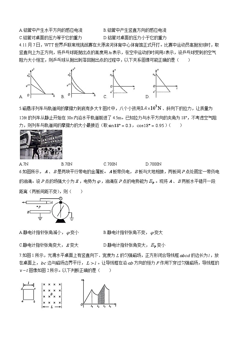 2024届山西省部分学校高三上学期1月一轮复习终期考试 物理试题（含解析）02