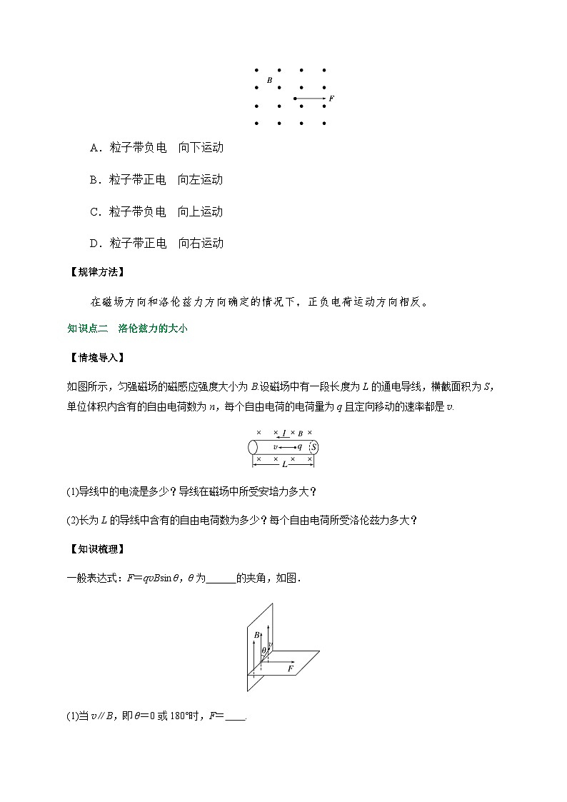 1.2磁场对运动电荷的作用力-2023-2024学年高二物理备课必备讲义（人教2019选择性必修第二册 ）（原卷版）第3页