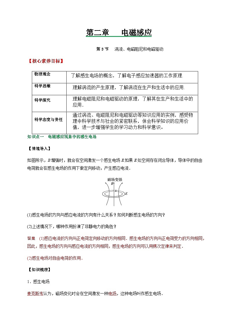 2.3涡流、电磁阻尼和电磁驱动-2023-2024学年高二物理备课必备讲义（人教2019选择性必修第二册 ）（解析版）第1页