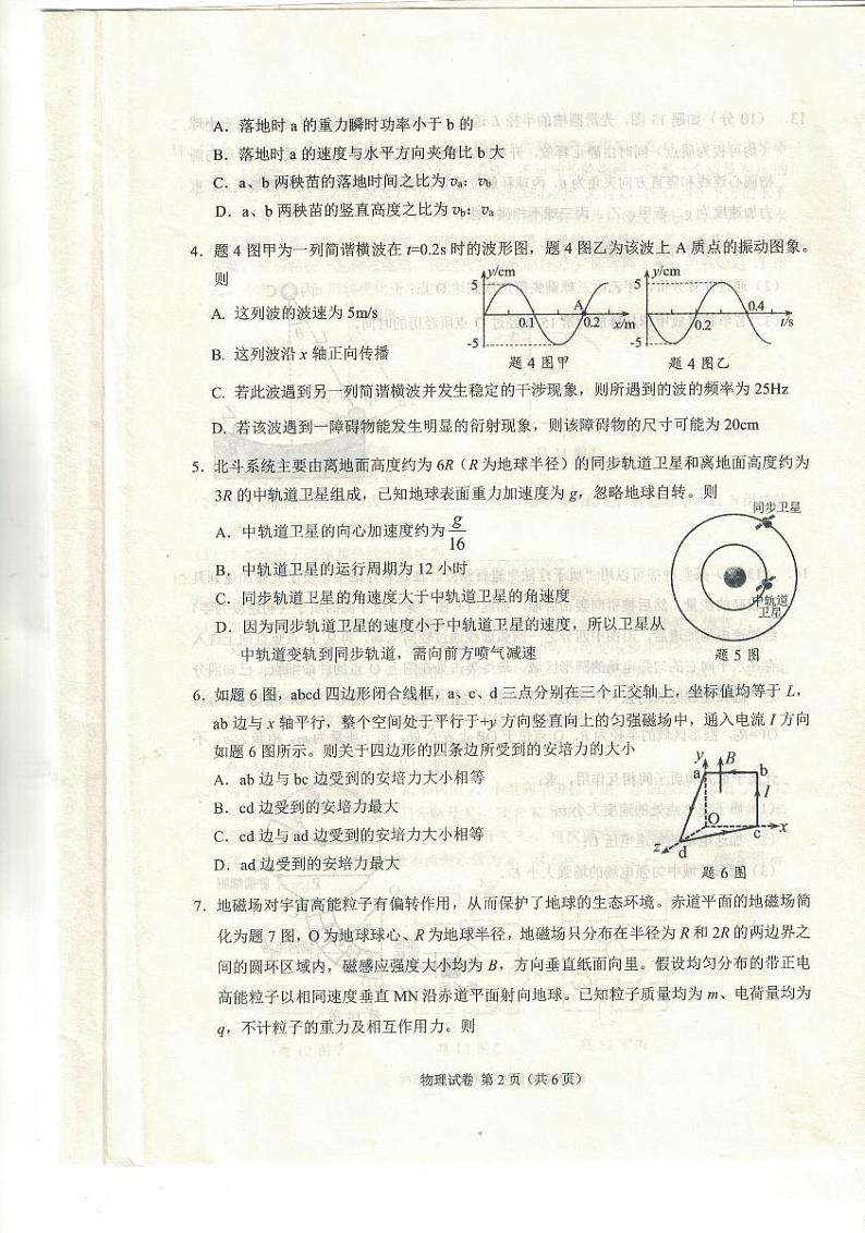 2024届重庆市主城区高三上学期学业质量调研抽测（第一次）物理试卷02