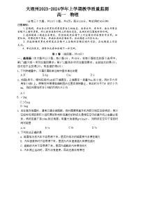 云南省大理白族自治州2023-2024学年高一上学期期末物理试题（Word版附答案）