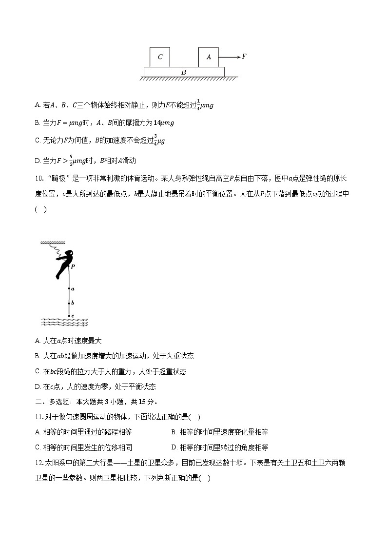 2023-2024学年黑龙江省鸡西市密山市高一（上）期末物理试卷（含解析）第3页