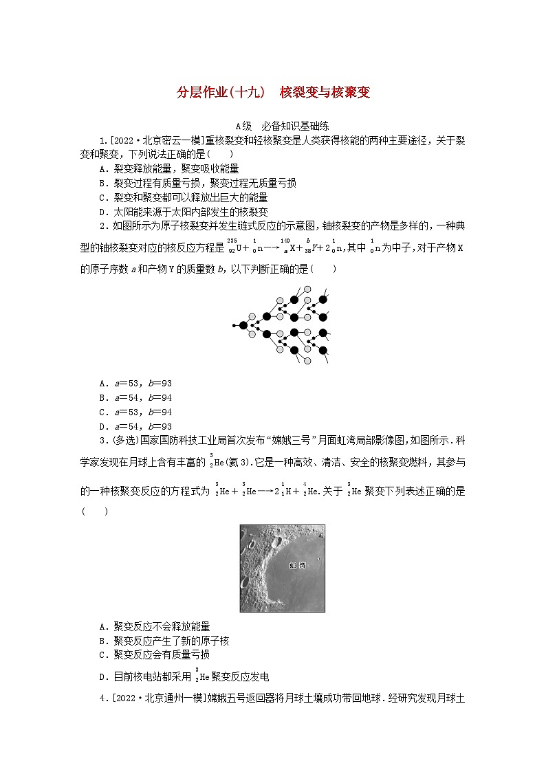 新教材2023版高中物理分层作业十九核裂变与核聚变新人教版选择性必修第三册01