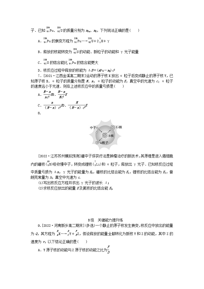 新教材2023版高中物理分层作业十八核力与结合能新人教版选择性必修第三册第2页