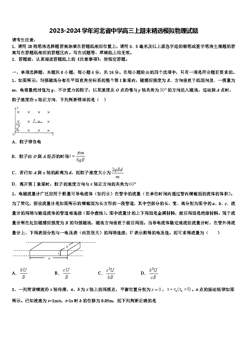 2023-2024学年河北省中学高三上期末精选模拟物理试题01