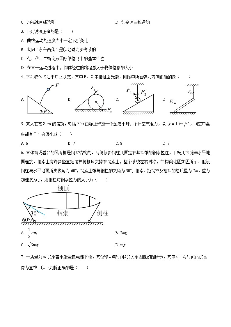 2024榆林高一上学期1月期末考试物理含解析第2页