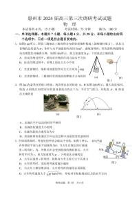 广东省惠州市2023-2024学年高三上学期第三次调研考试物理试题