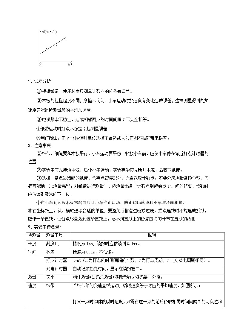 【寒假作业】人教版2019 高中物理 高一寒假巩固 第三天+实验：探究小车速度随时间变化的规律-练习03