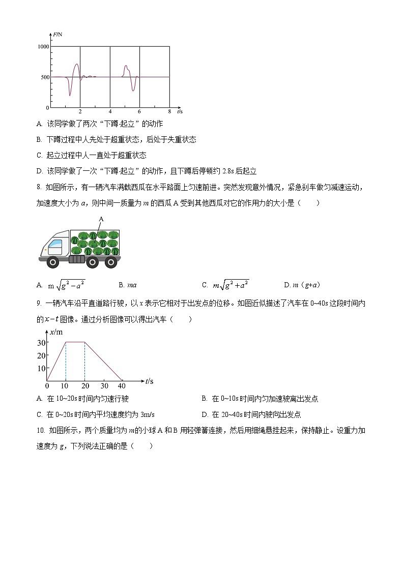 2024苏州高一上学期期末学业质量阳光指标调研试题物理含解析第3页