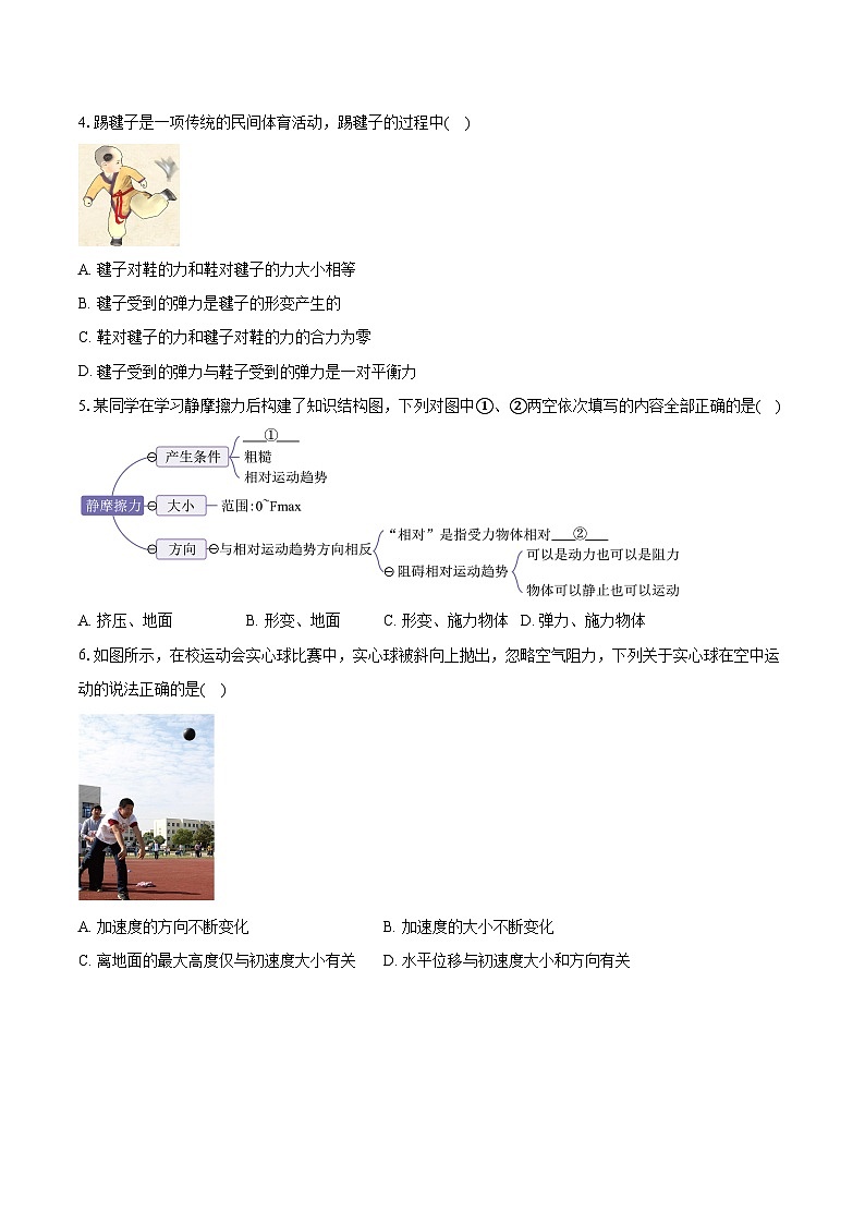 2023-2024学年江苏省扬州市高一（上）期末检测物理试卷（含解析）第2页