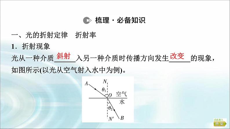 江苏版高考物理一轮复习第13章第1节光的折射全反射课件06