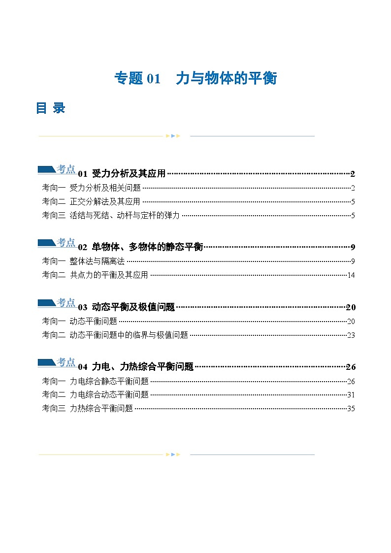 专题01 力与物体的平衡（练习）（解析版）第1页