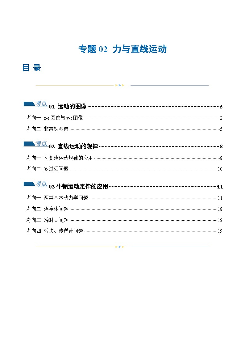 专题02+力与直线运动（练习）-2024年高考物理二轮复习讲练测（新教材新高考）01