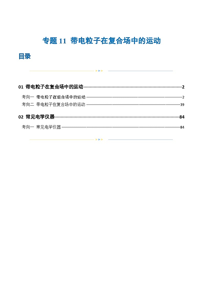 专题11+带电粒子在复合场中的运动（练习）-2024年高考物理二轮复习讲练测（新教材新高考）01