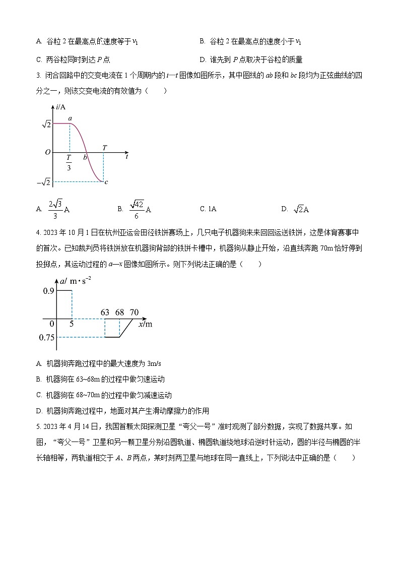 精品解析：辽宁省葫芦岛市2023-2024学年高三上学期1月期末考试物理试题（原卷版）第2页