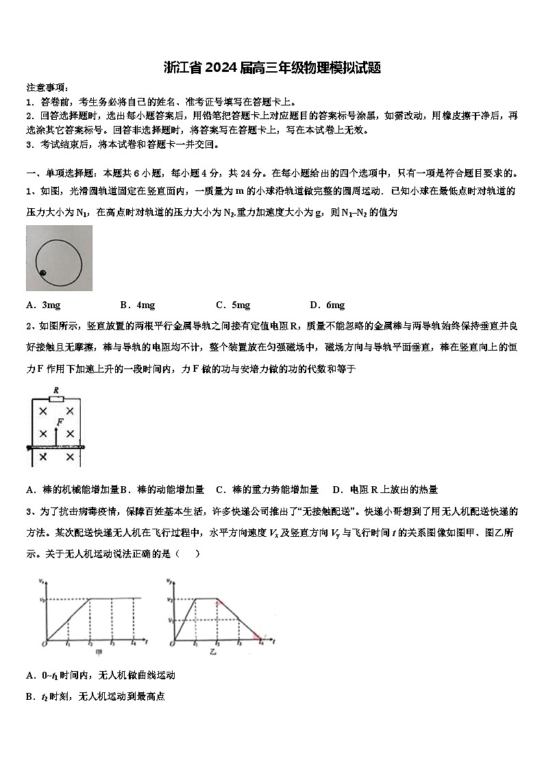 浙江省2024届高三年级物理模拟试题01